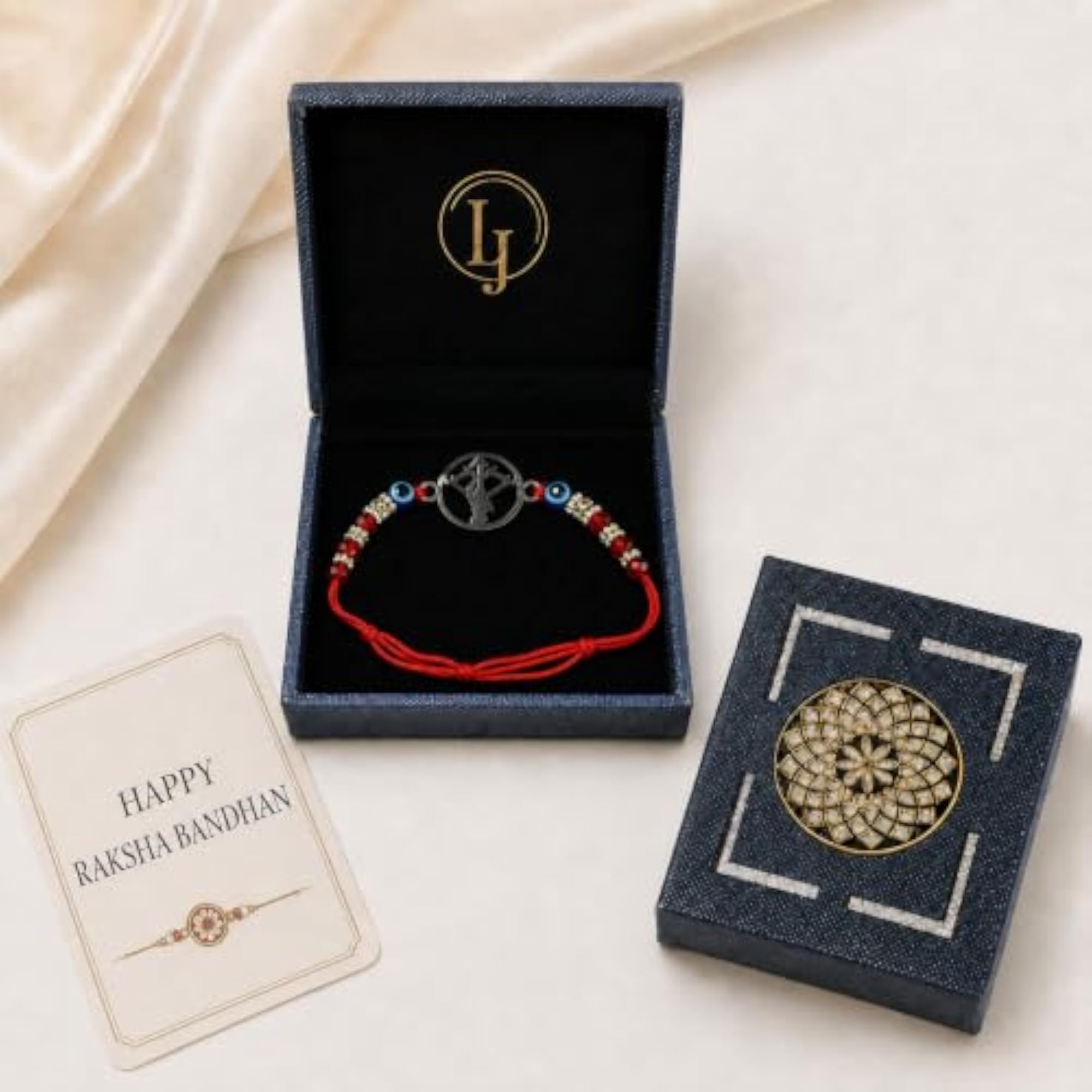 925 Sterling Silver Dhanush Baan Rakhi for Brother, Evil Eye